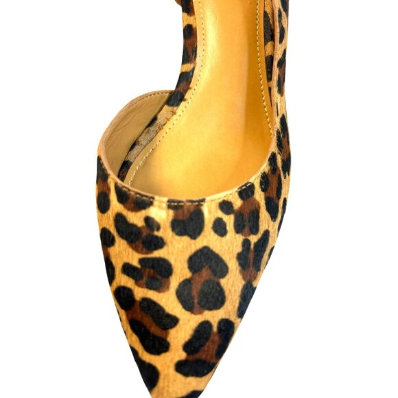 J. Crew Women's Size 5 Leopard Calf Hair Kitten Pointed Toe D'Orsay Pump Heels - Picture 13 of 16